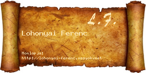 Lohonyai Ferenc névjegykártya