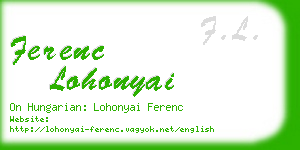 ferenc lohonyai business card